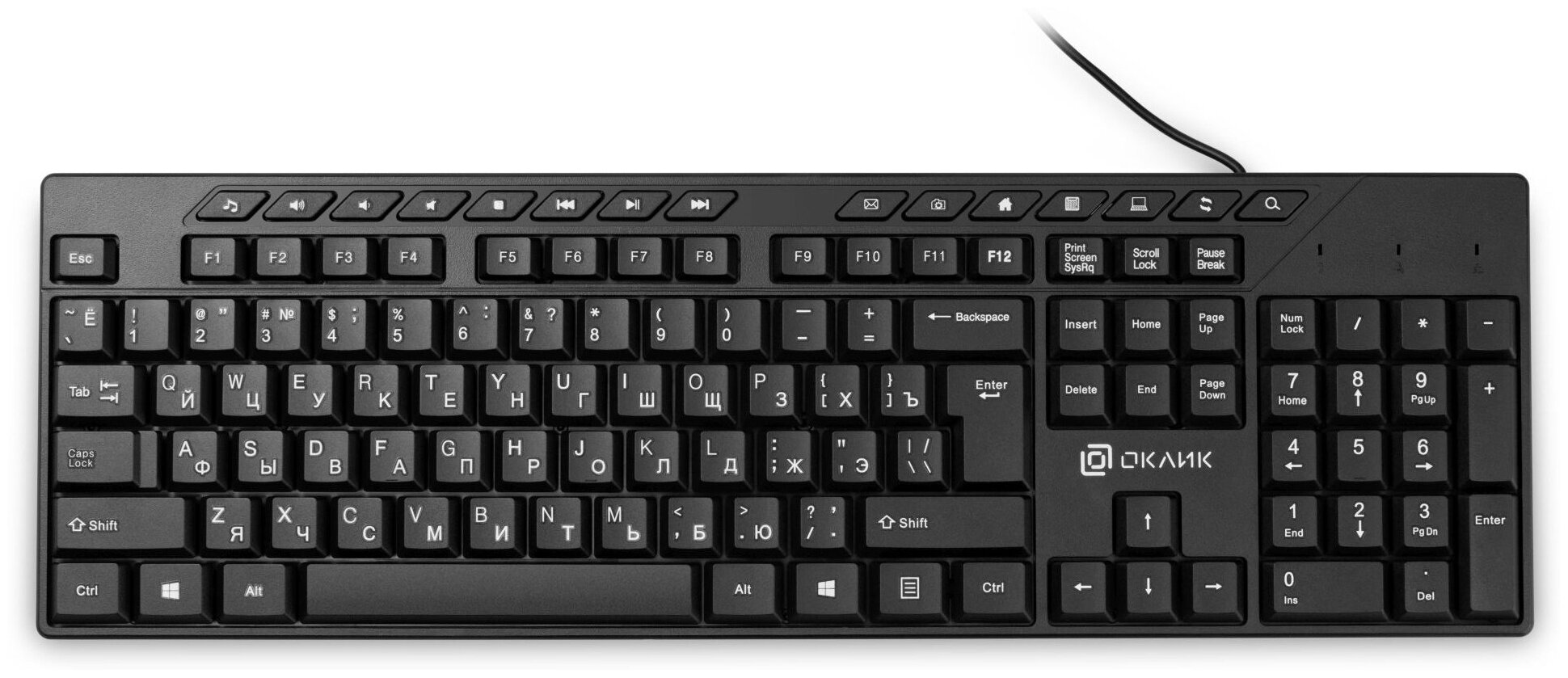 Клавиатура Oklick 125M 1678108 черная USB Multimedia
