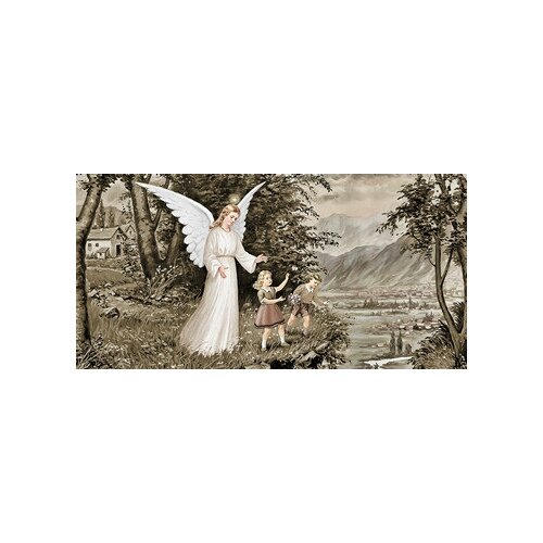 Икона на дереве ручной работы - Ангел-хранитель, 15x20x4,0 см, арт Ид5157