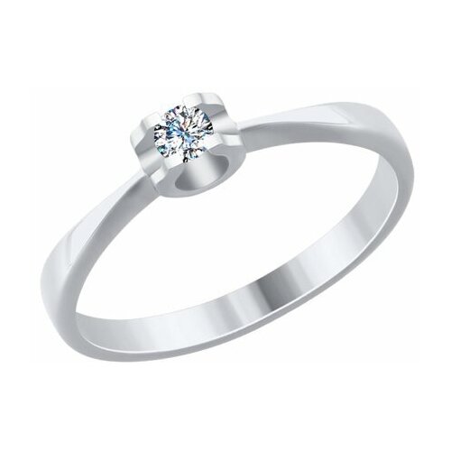 Кольцо помолвочное Diamant online, белое золото, 585 проба, бриллиант, размер 15