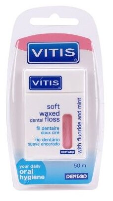 Vitis Waxed Dental Floss FM зубная нить со фтором и мятой