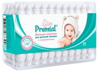 Ватные палочки Premial для детской гигиены с ограничителем 50 шт. контейнер