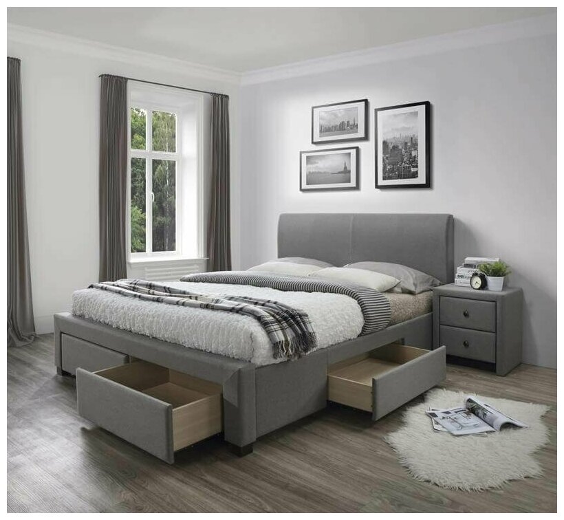 фото Кровать Halmar MODENA (серый) 160/200