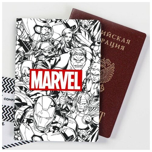 Обложка для паспорта , черный классика marvel мстители ли стэн