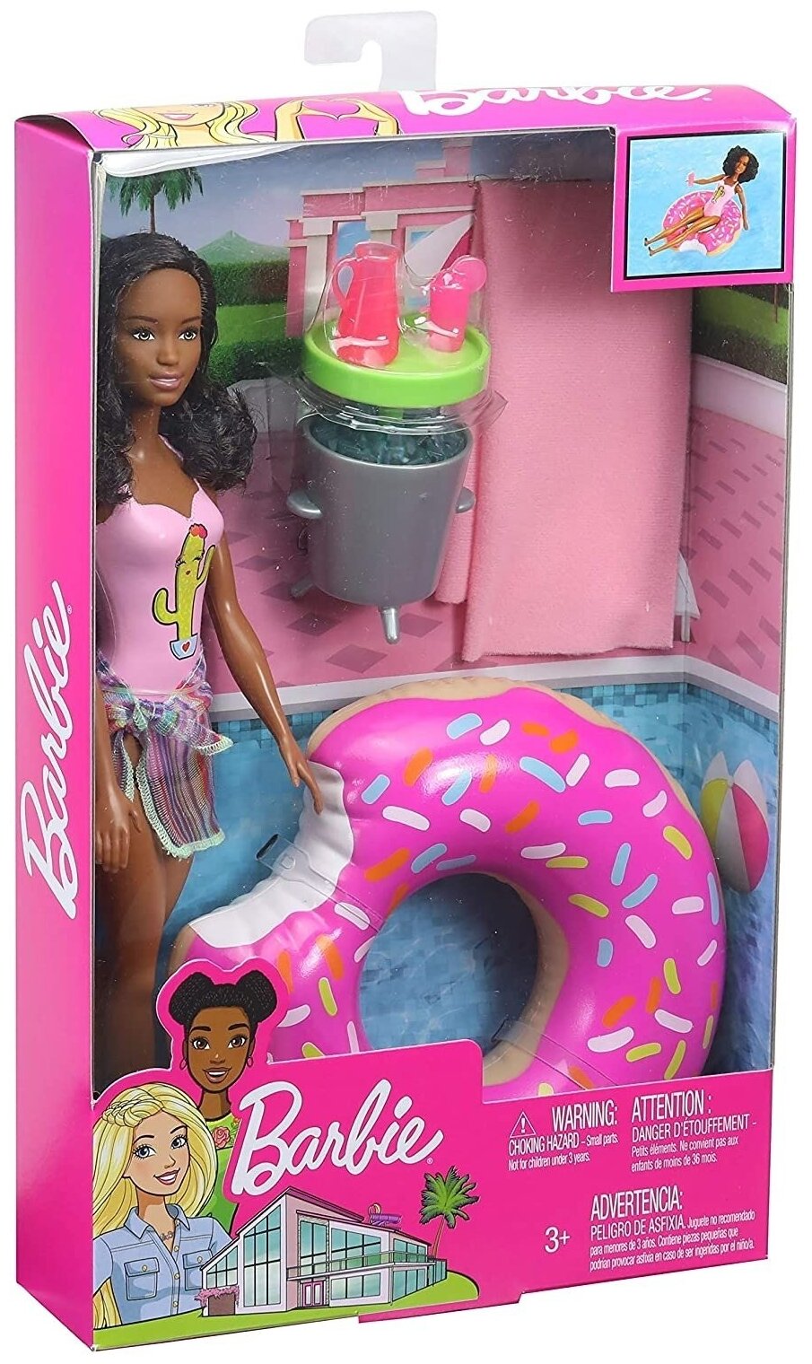 Barbie Mattel Кукла Барби - В бассейне, мулатка (Barbie Pool Party Dark ...
