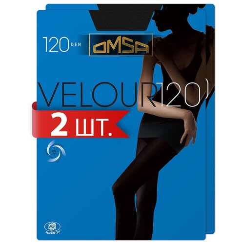 Колготки Omsa Velour, 120 den, 2 шт., размер 4/L, черный