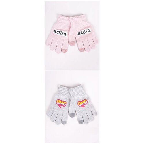 фото Перчатки yo! r-0108g/12/n3/пудровый/черный