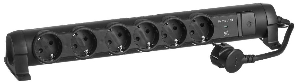 фото Удлинитель Legrand Черный с защитой от перепадов напряжения 6x2К+З с кабелем длиной 1,5 м