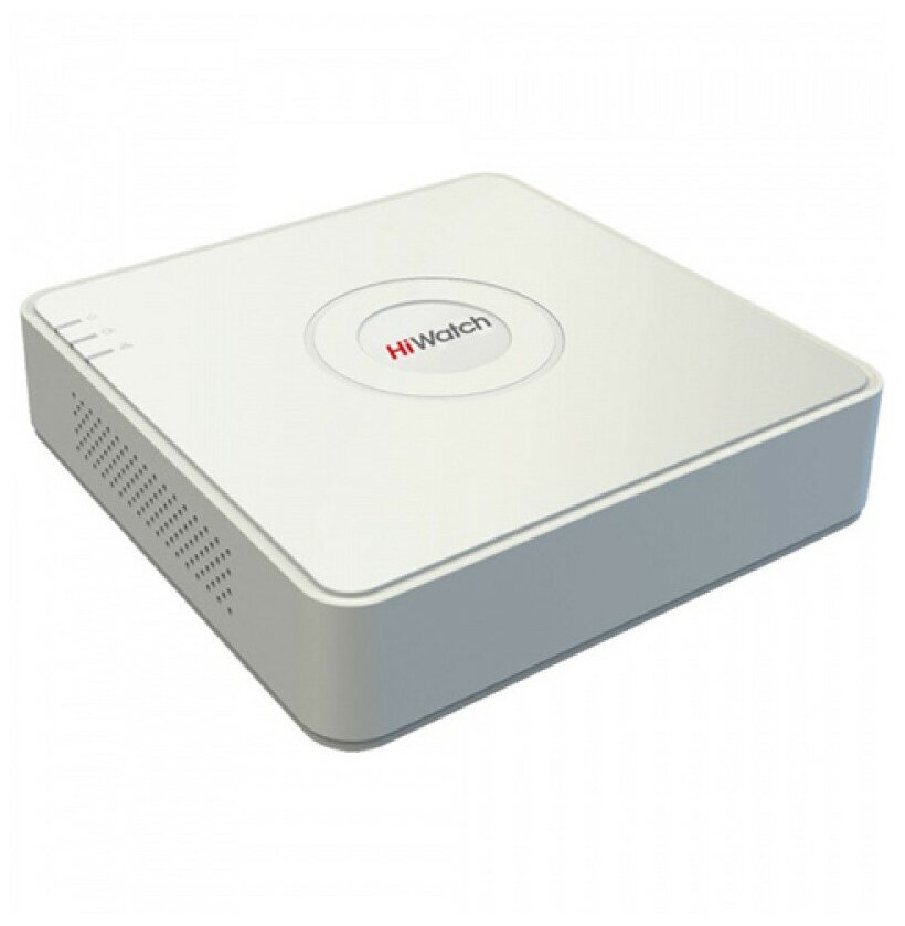 Цифровой гибридный видеорегистратор HiWatch DS-H104UA(С), 6 в 1 TVI, AHD, CVI, CVBS, IP - 4 канала 8МП+2 IP камеры, 4096x2160, 15к/с, H.265 Pro+, AoC, белый
