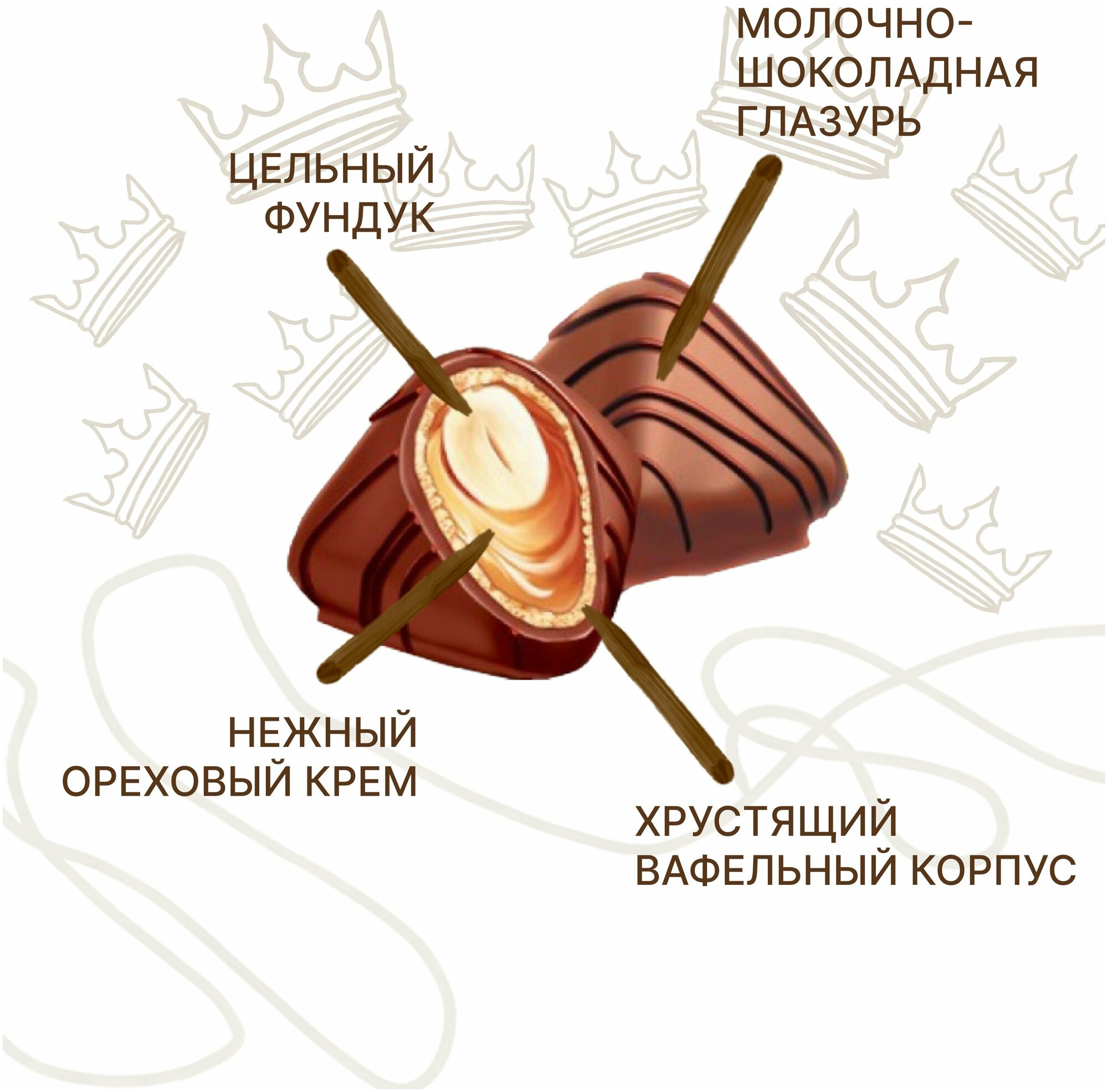 Конфеты шоколадные "Царская награда" с ореховой начинкой и целым фундуком, ТМ Лаконд, 400 гр. - фотография № 2