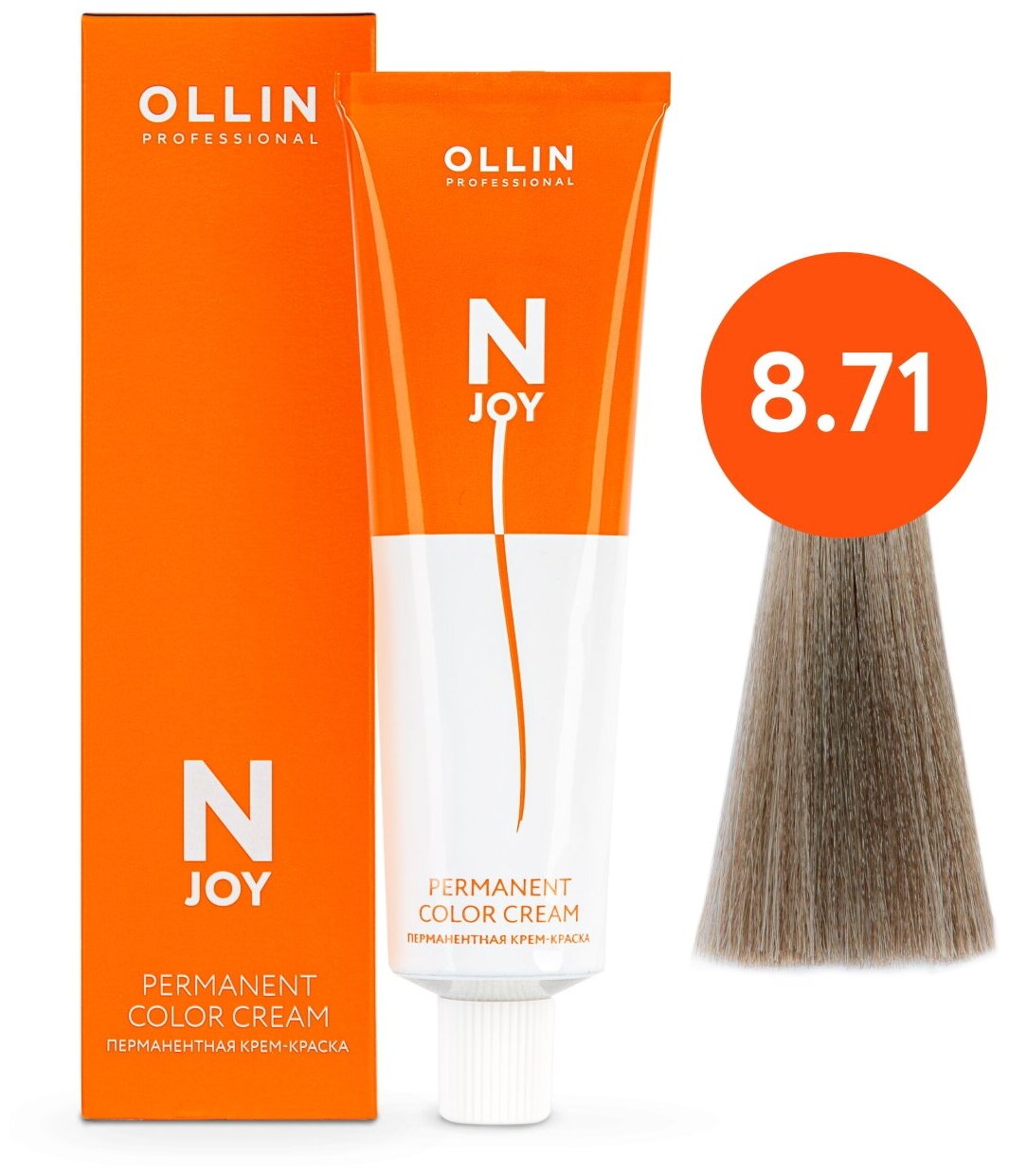 Крем-краска N-JOY для окрашивания волос OLLIN PROFESSIONAL 8/71 светло-русый коричнево-пепельный 100 мл
