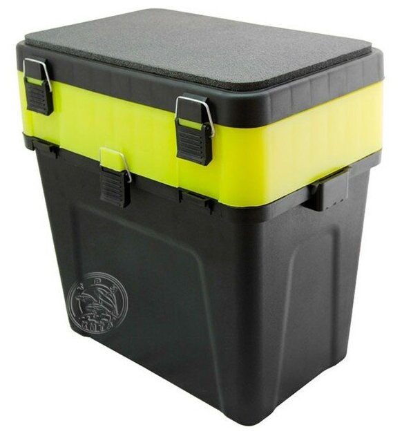 Ящик зимний, 4+4 отделения для приманок, 380х360х240 мм, цвет чёрно-жёлтый