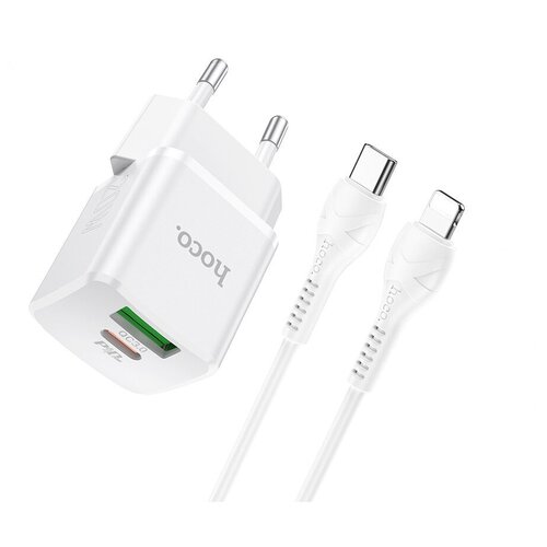 СЗУ, 1 USB 3.0 QC+1 PD 30W (N21), HOCO, Type-C to Type-C, белая