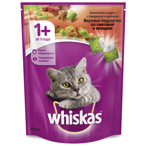 Сухой корм для кошек Whiskas с кроликом, с говядиной 800 г