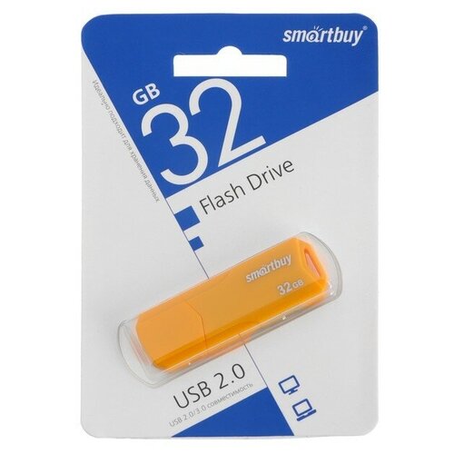 Флешка SmartBuy CLUE Yellow, 32 Гб, USB 2.0, чт до 25 Мб/с, зап до 15 Мб/с, жёлтая