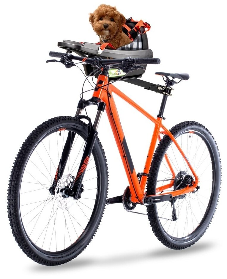 Велокресло для собак Dog Biker. Серый бустер, красный ремень. - фотография № 2