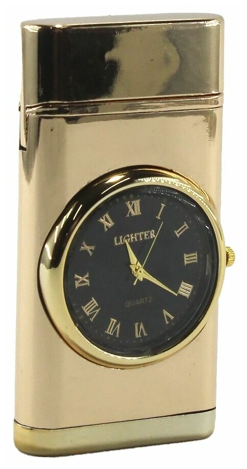 Зажигалка часы газовая С-6116, с подсветкой и турбонаддувом, цвет золото - фотография № 1
