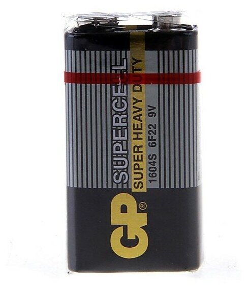 Батарейка солевая GP Supercell Super Heavy Duty 6F22-1S 9В крона спайка 1 шт.