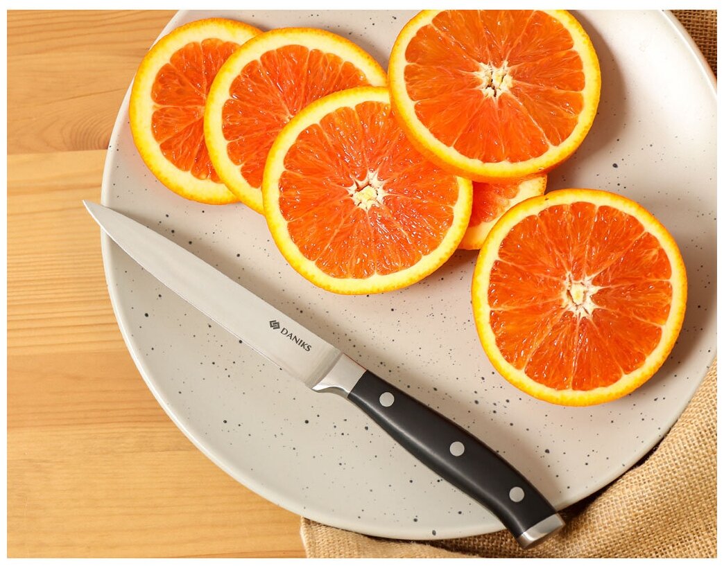 Нож кухонный Daniks Black универсальный нержавеющая сталь 12.5 см рукоятка пластик 161520-4