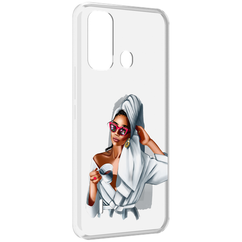 Чехол MyPads Девушка в белом халате женский для ITEL A49 / A58 / A58 Pro задняя-панель-накладка-бампер