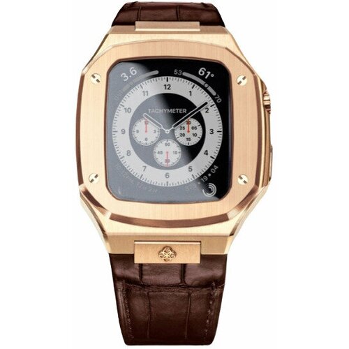 Корпус чехол для часов Apple Watch 4/5/SE/6 диагональю экрана 44 мм из нержавеющей стали с розовой позолотой