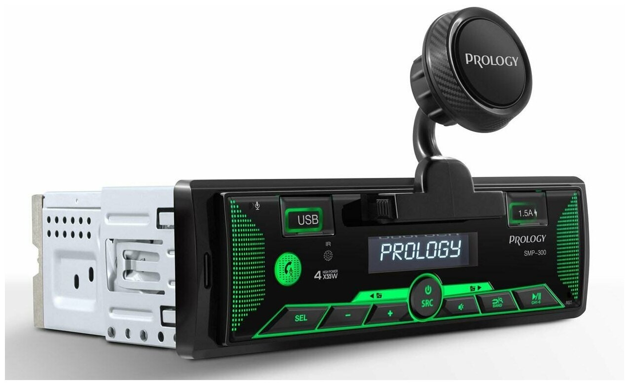 PROLOGY SMP-300 FM / USB ресивер с Bluetooth и магнитным держателем для смартфона