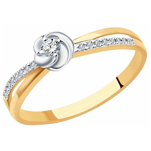 кольцо помолвочное sokolov комбинированное золото 585 проба бриллиант размер 15 5 Кольцо помолвочное SOKOLOV, комбинированное золото, 585 проба, бриллиант, размер 15