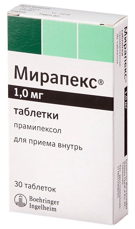 Мирапекс таб., 1 мг, 30 шт.