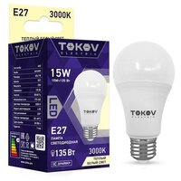 Лампа светодиодная 15Вт А60 3000К Е27 176-264В TOKOV ELECTRIC TKE-A60-E27-15-3K