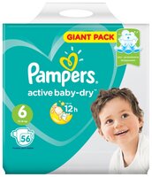 Pampers подгузники Active Baby-Dry 6 (13-18 кг) 56 шт.