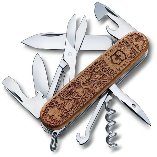 Мультитул VICTORINOX Climber Wood Swiss Spirit коричневый