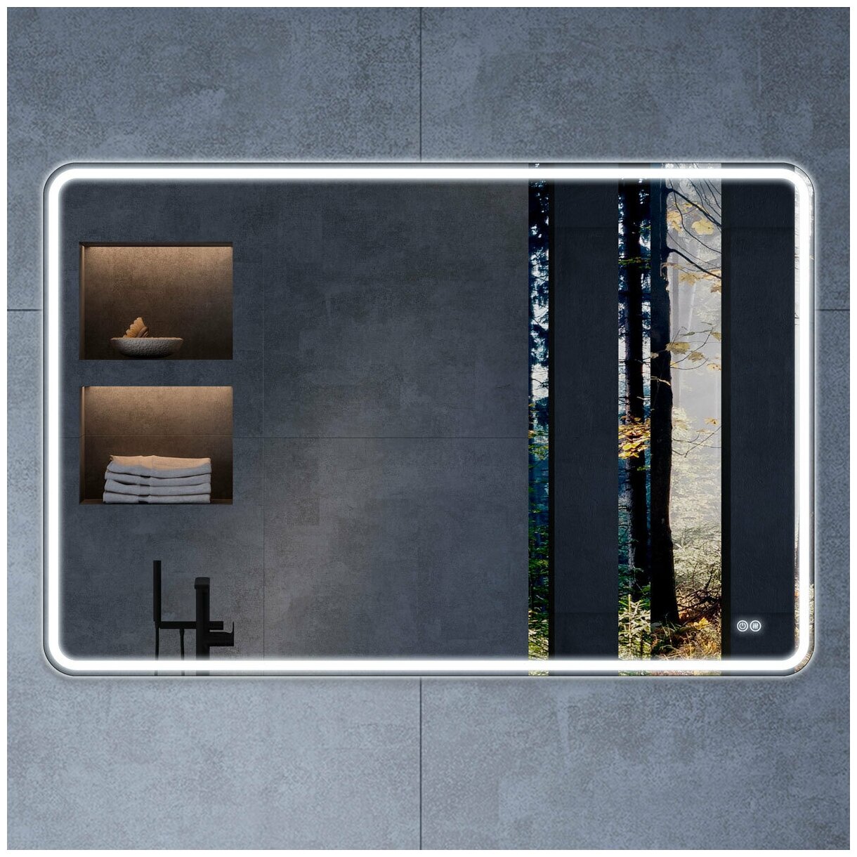 фото Зеркало LED Vincea VLM-3VC120-2 1200х800 c сенсорным выключателем и диммером, антизапотевание