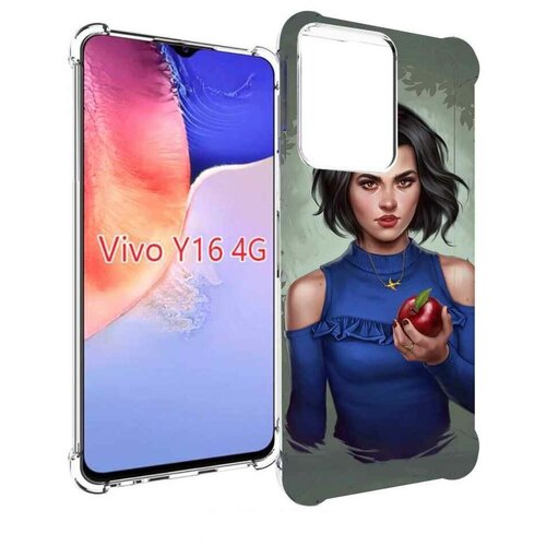 Чехол MyPads девушка-с-яблоком женский для Vivo Y16 4G/ Vivo Y02S задняя-панель-накладка-бампер