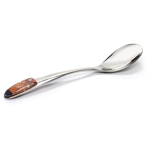 Ложка чайная нержавеющий металл янтарь