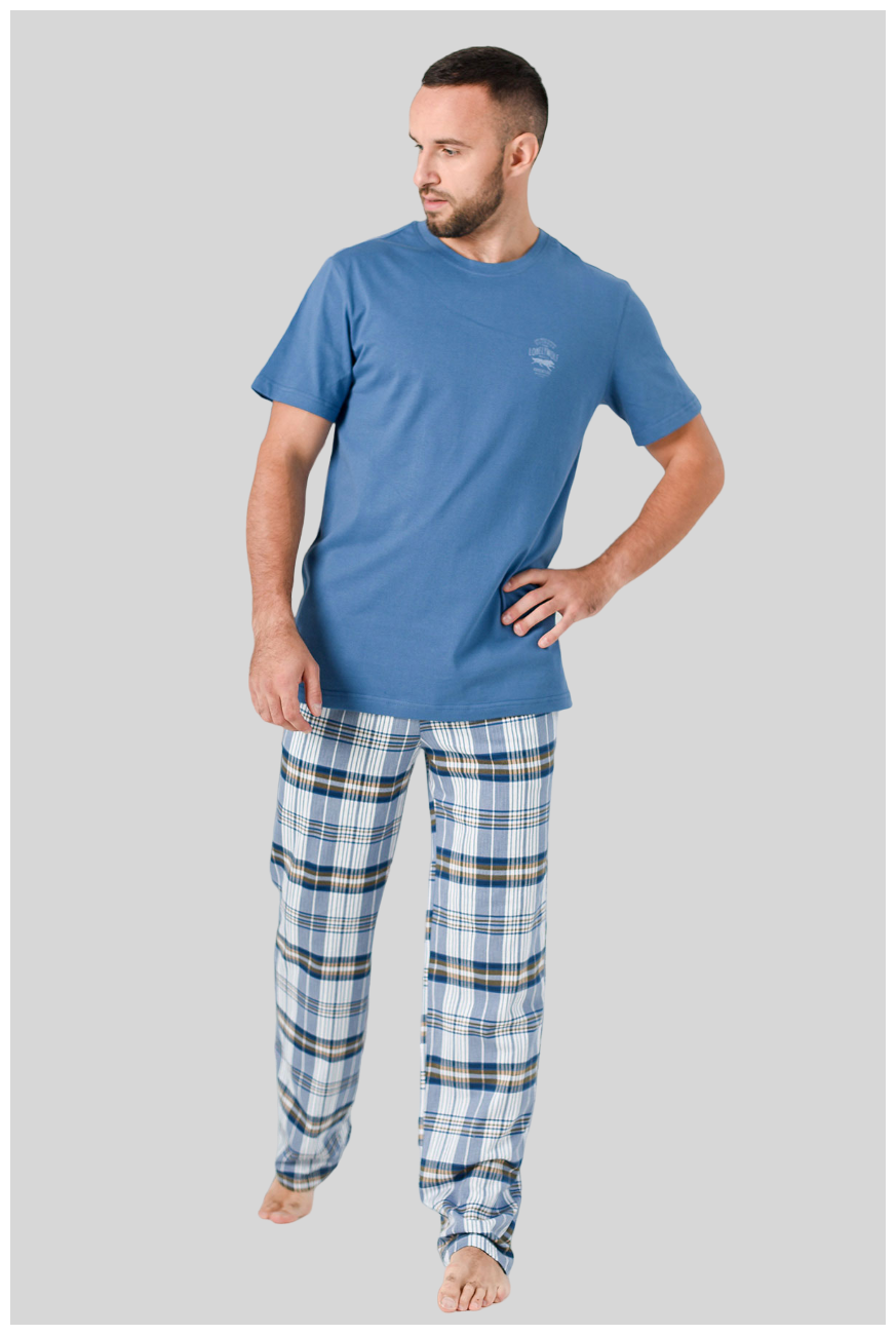 Мужская пижама Комфорт Синий 54 Кулирка Оптима трикотаж - фотография № 1