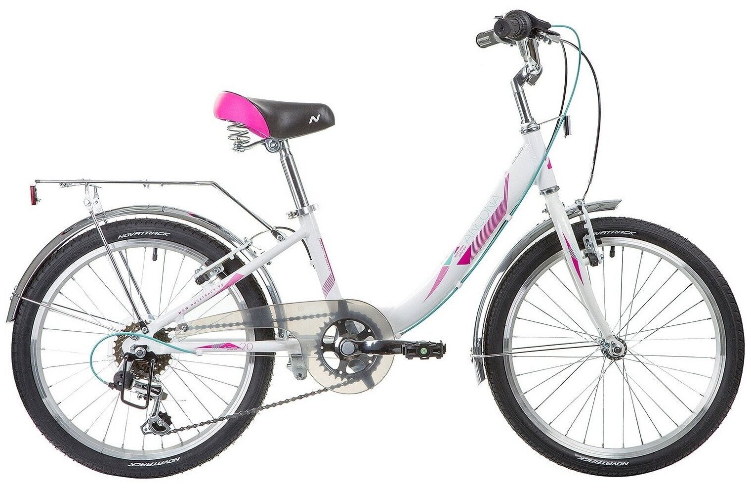 Велосипед детский Novatrack 20", Ancona, белый, алюминиевый, 6 скоростей