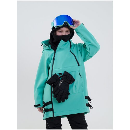 Горнолыжная куртка Sherysheff, несъемный капюшон, светоотражающие элементы, водонепроницаемая, ветрозащитная, регулируемые манжеты, карман для ски-пасса, регулируемый край, карманы, регулируемый капюшон, мембранная, размер 134, голубой