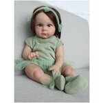 Мягконабивная кукла Реборн (Reborn Dolls) - Девочка в зеленом костюмчике (51 см) - изображение