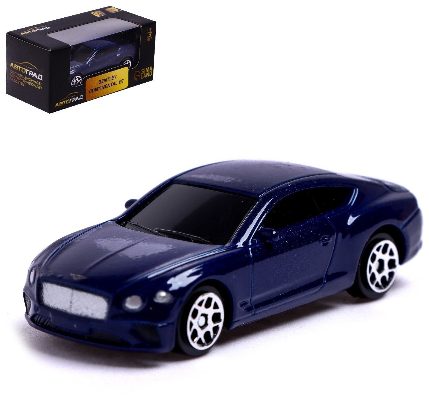 фото Машина BENTLEY CONTINENTAL GT, металлическая, масштаб: 1:64, цвет синий
