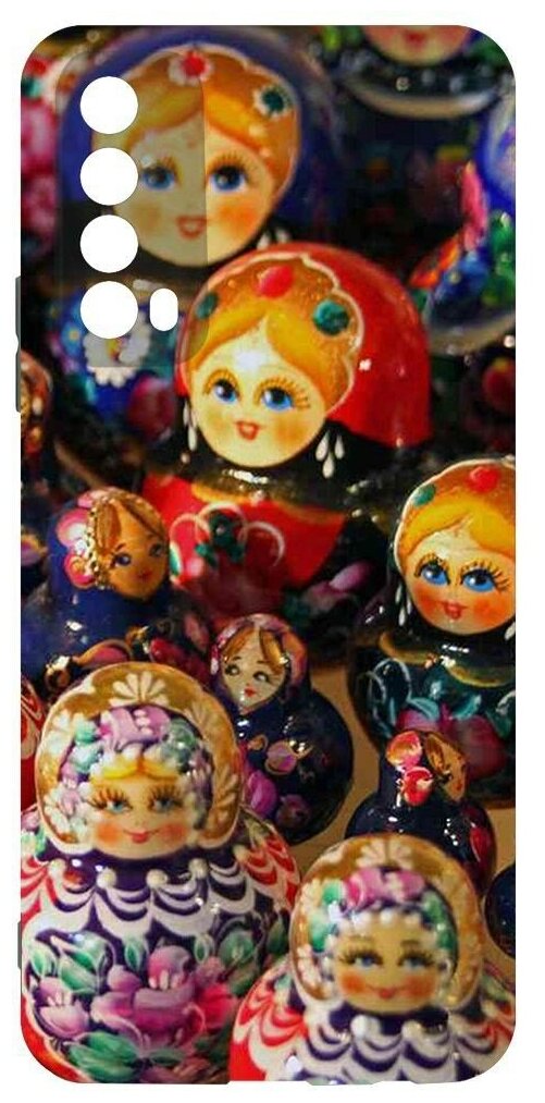 Чехол-накладка Krutoff Soft Case Матрешка для Huawei P Smart (2021) черный