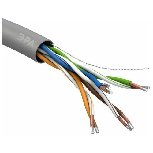 Кабель витая пара U/UTP кат.5E 4х2х24AWG solid CCA PVC Simple сер. (м) Эра Б0044434