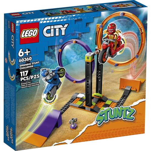 конструктор lego city 60358 cyber stunt bike 13 дет Набор с элементами конструктора LEGO City 60360 Spinning Stunt Challenge Испытание каскадеров с вращением, 117 дет.