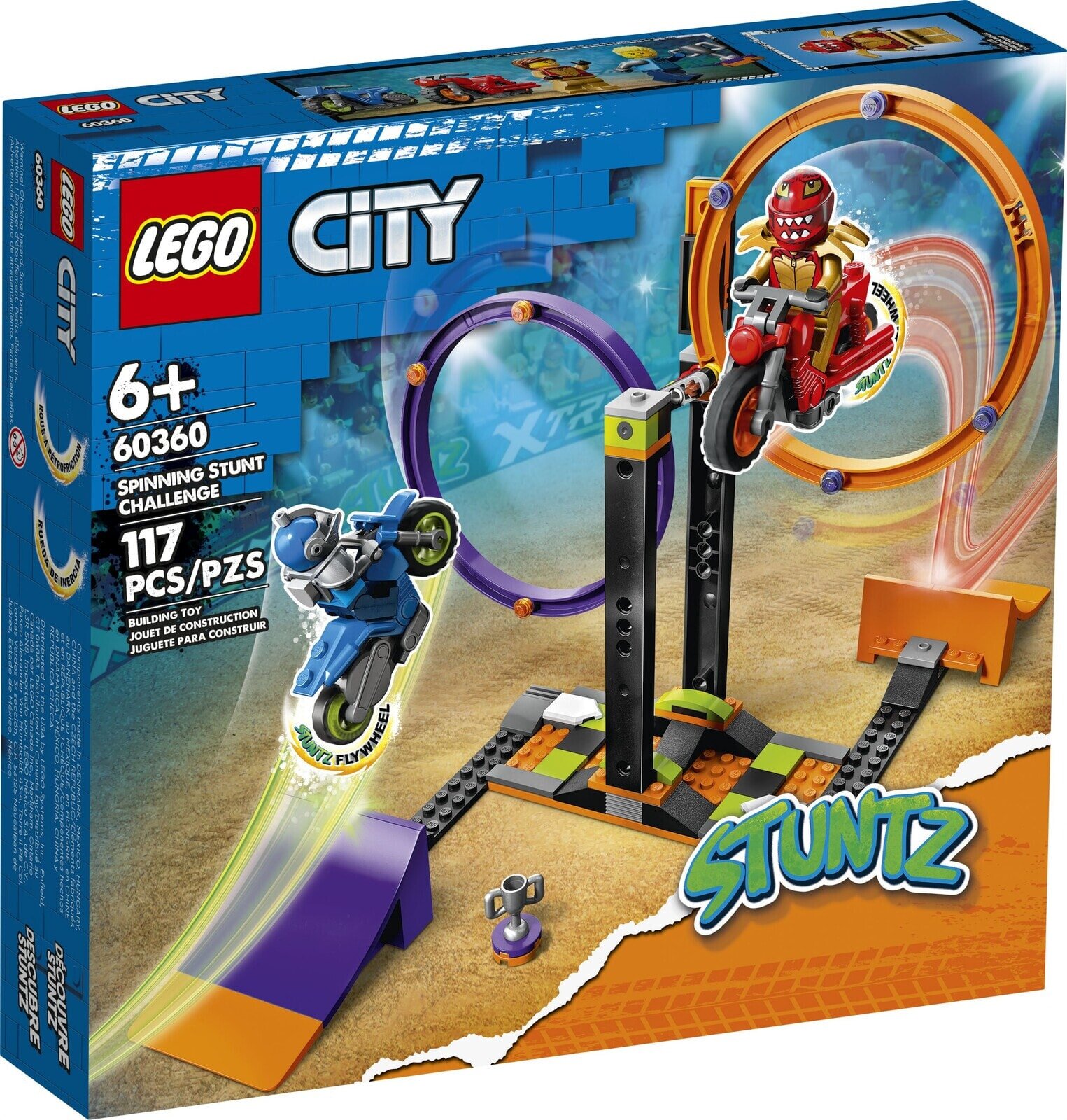 Набор с элементами конструктора LEGO City 60360 Spinning Stunt Challenge Испытание каскадеров с вращением