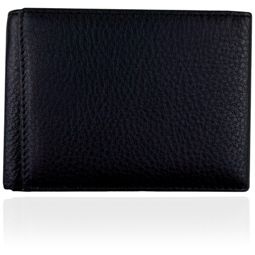 Черный кожаный кошелек/ портмоне с зажимом и отделением для удостоверения мужской в подарочной упаковке