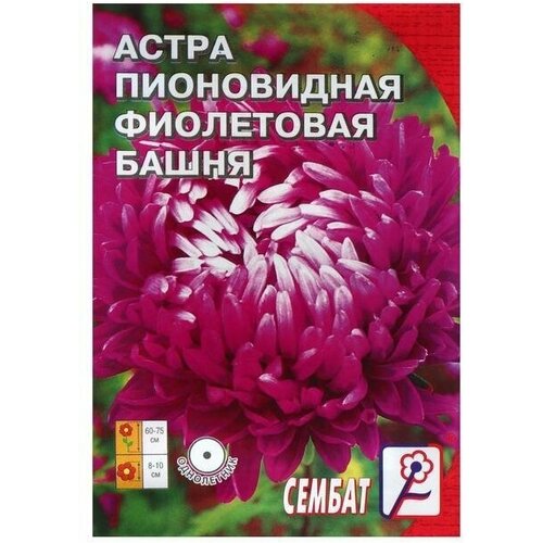 Семена цветов Астра Сембат, пионовидная Фиолетовая Башня, 0 2 г 5 упаковок семена астра пионовидная фиолетовая башня 0 25г 10 шт