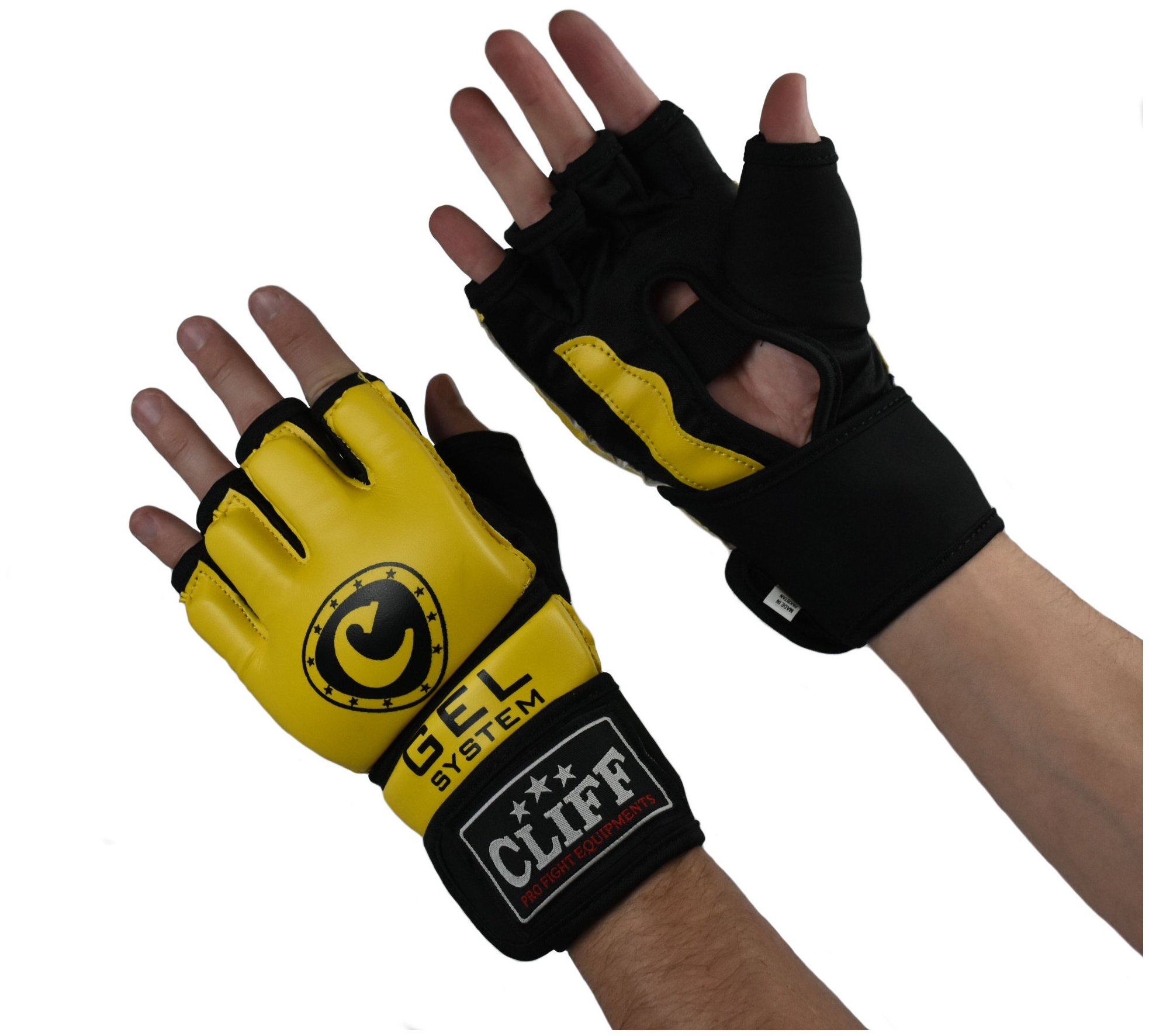 Перчатки для ММА CLIFF ULI-6031, желто-черные, р. S