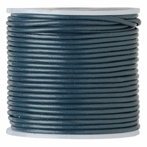 Шнур кожаный около 13-17мм Индия синий деним 1 метр 525₽