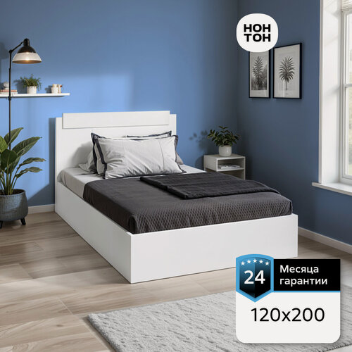 Изображение товара Кровать односпальная Нонтон Эко, 120x200 см, настил, белый гладкий