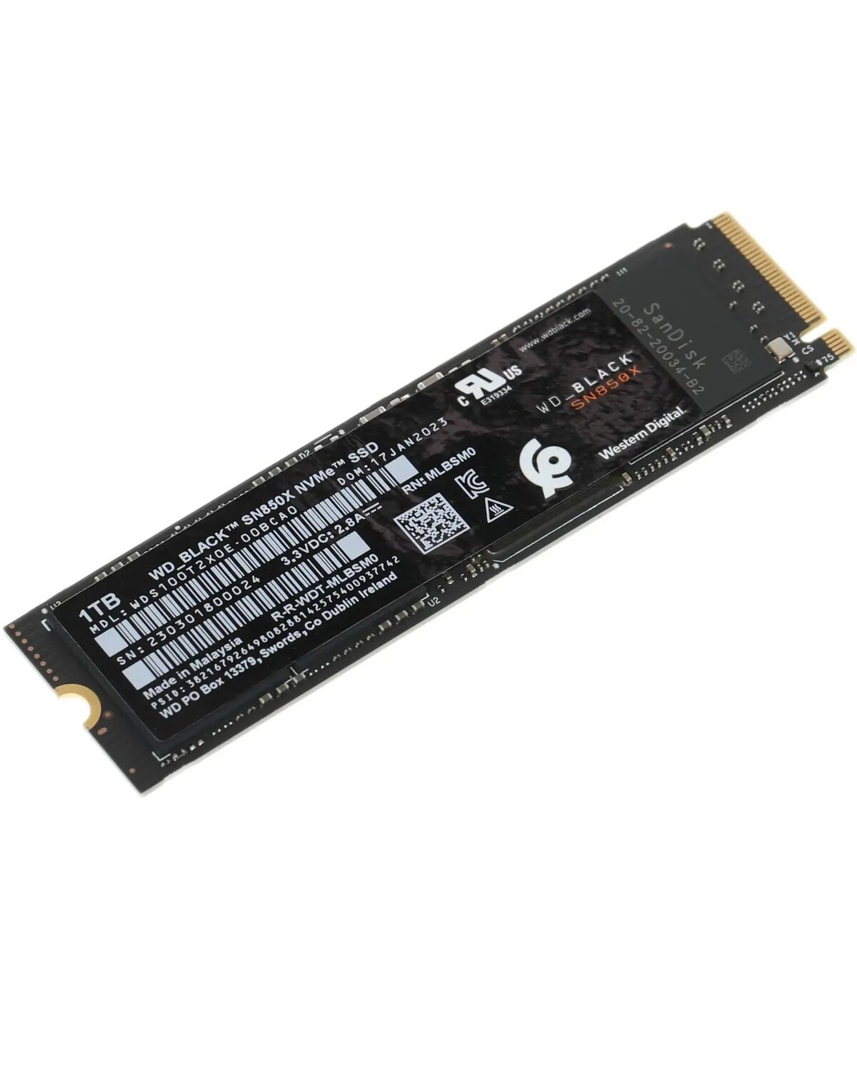 Накопитель SSD Western Digital WDS100T2X0E М.2 2280, 1000ГБ, 3 бит MLC, TLC 3D NAND, TLC, PCIe 4.0 x4 — фото 1