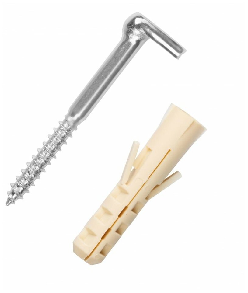 фото Крюк-шуруп европартнер L-обр. Zn d5,9хL80 мм, прямой шлиц, 2 шт. 13 3003 2