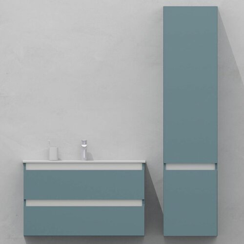 Комплект мебели для ванной тумба 90 см и пеналом 40*35*170 см, правый, цвет RAL 7000, влагостойкий, матовая эмаль + лак, серия СДпрестиж